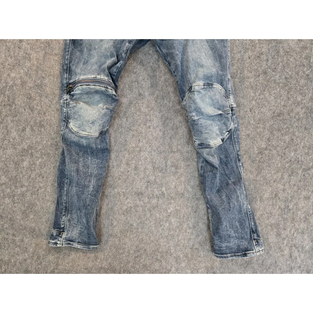G-Star Raw 5620 3D Zip Knee Skinny Men's Jeans Blue Denim Sz 35x32 Moto